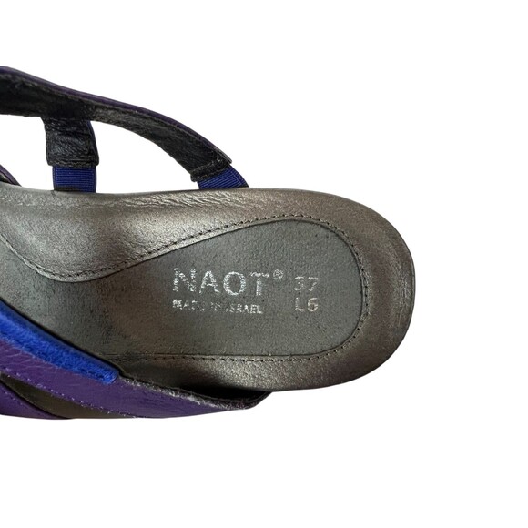 Naot Siren Comfort Wedge Sandals  EU 37 / US 6  Purple Blue & Black Leather - Picture 9 of 13